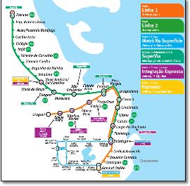 Rio Metro train / rail map