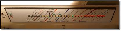 India train / rail map Delhi metro in-car strip map