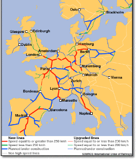 International Union of Railways European train map