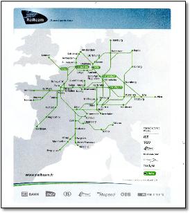 Railteam Hi-Speed train rail European network map