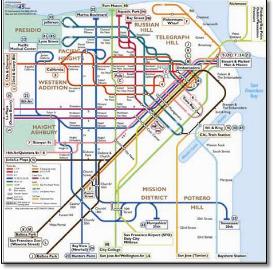 San Fransisco train / rail map