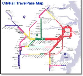 Sydney CityRail TravelPass map 2004 map