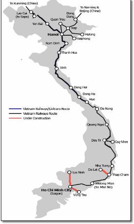 Vietnam train / rail map