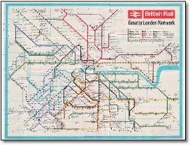 Britis Rail Greater London Network train rail map