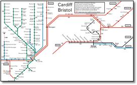 Cardiff Bristol schematic train rail map