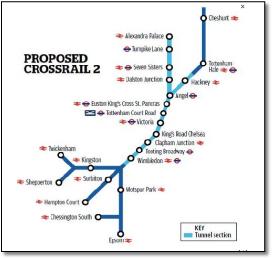 Crossrail 2 train rail map