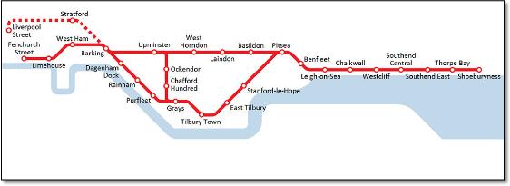 DfT Essex Thameside train rail map c2c