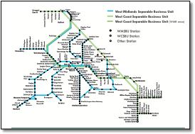 DfT West Midlands franchise rail train map
