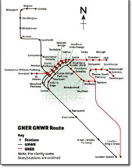 GNER & GNWR routes map