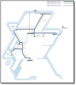 Highland rover Scotland train / rail network map
