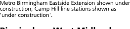 Metro Birmingham Eastside Extension shown