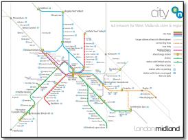 London Midland city rail train map