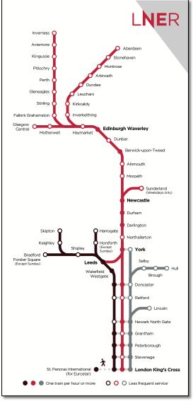 London - Europe train rail map
