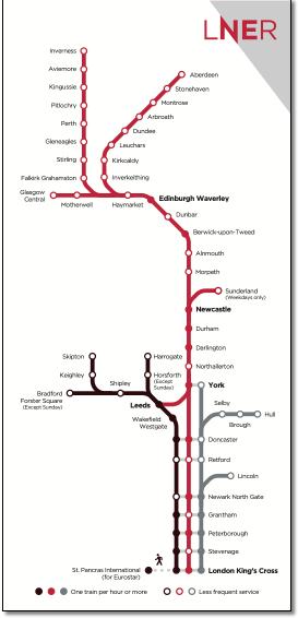 LNER East Coast train rail map