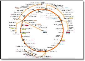 London Overground train rail map circles