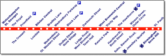 Birmingham Metro tram map