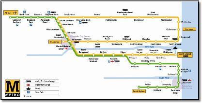 Nexus Newcastle Metro tram rail train map