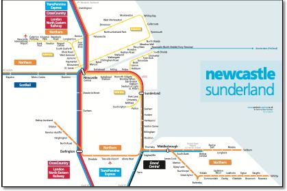 Newcastle train / rail network map