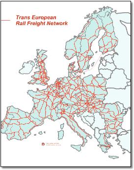 Trans European rail freight map