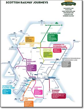 Scottish Railway Journeys Map Great scenic railway journeys Scotland train / rail network map