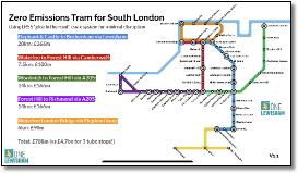South London tram concept Lewisham South Lopndon tram proposal map