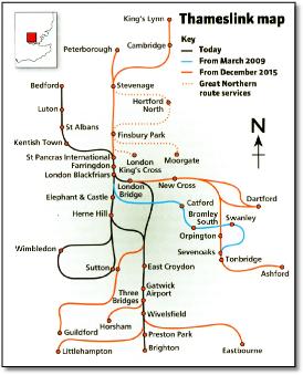 Thameslink train / rail network map