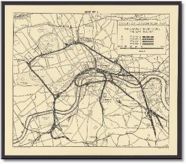 Deep level tube railway proposals map 1943 County of London