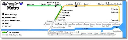 Nexus Newcastle Metro light rail map 1981