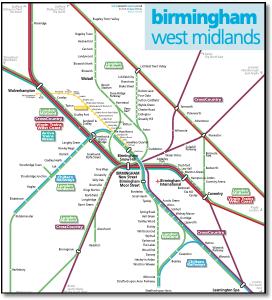 Birmingham West Midlands rail / train map