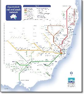 CountryLink network train / rail map