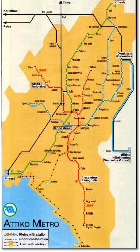 Athens train rail metro tram map