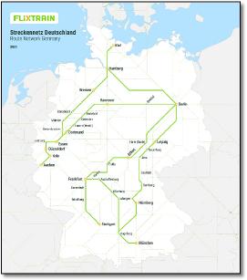 Flixtrain map Germany 2021