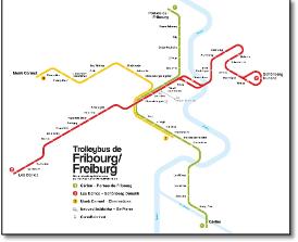 Fribourg Freiburg troeybus map