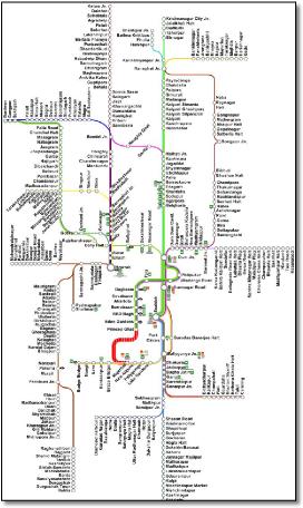 India train / rail map Kolkata local trains