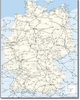 European Rail Timetable map Germany