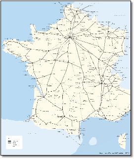 European Rail Timetable map France