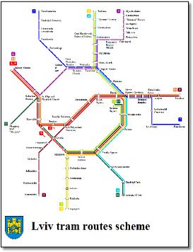Ukraine Lviv tram map