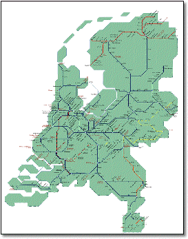 Holland Dutch rail train map