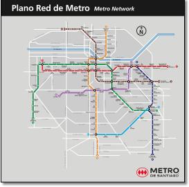 Santiago Chile City Metro train / rail map