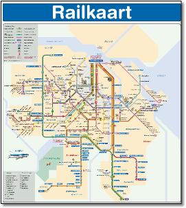 Railkaart pre 2018 Amsterdam Metro Tram Rail map