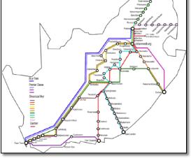 South Africa train / rail map