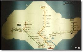 Singapore train / rail map 1988
