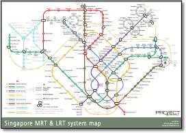 Singapore MRT & LRT train / rail map
