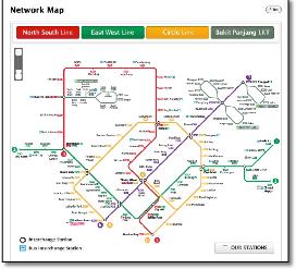 Singapore MRT & LRT train / rail map