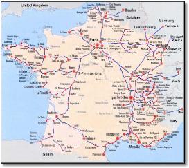French TGV stations rail train map