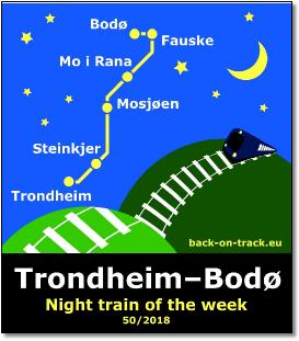 Norway rail train map Trondheim-Bodo night train map