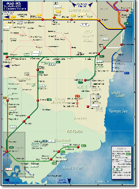 South East Australia train / rail map