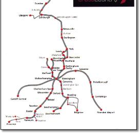 Cross Country train rail map