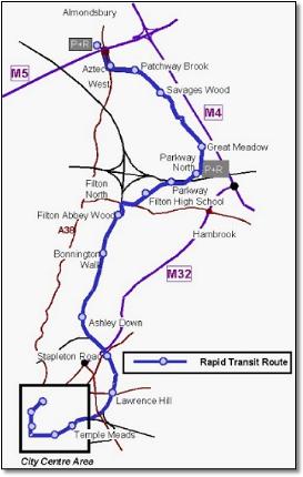 Bristol rapid transit tram map