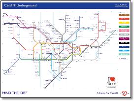 Cardiff Underground valley Lines train / rail network map